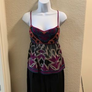 NWT -  BCBG Women’s embroidered empire waist camisole Color: Black Combo